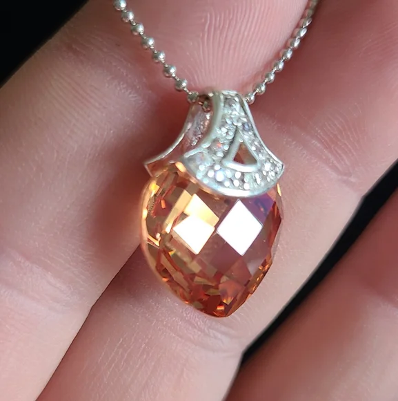 Sterling And Aurora Borealis Crystal Necklace - Picture 4 of 9